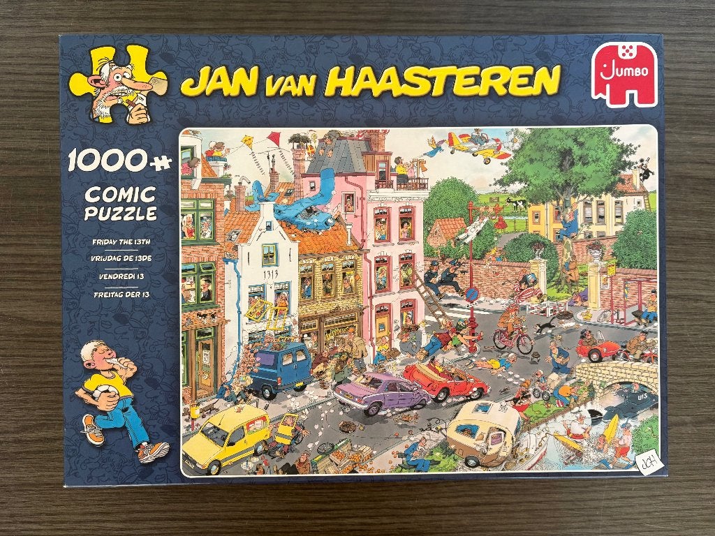 Puzzel Jan van Haasteren - 1000 stuks - Vrijdag de 13de, Ophalen of Verzenden, 500 t/m 1500 stukjes, Zo goed als nieuw, Legpuzzel