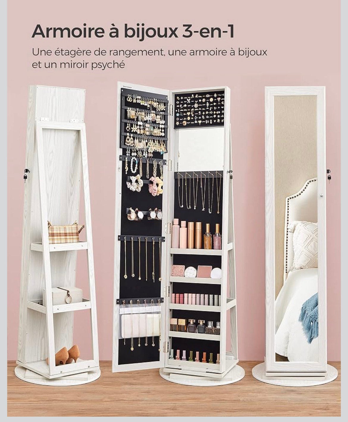 Armoire a bijoux 3 en 1 avec miroir, Maison & Meubles, Enlèvement, Comme neuf