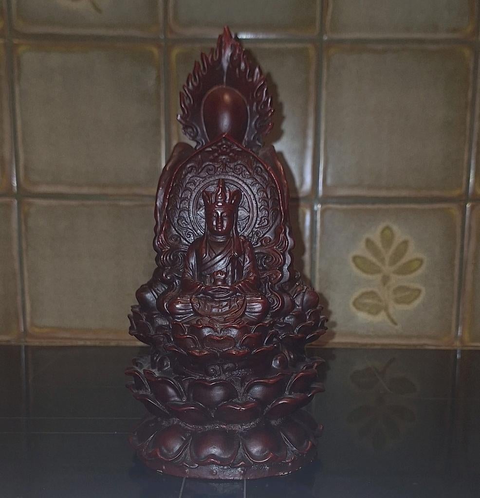 Practige Chinees Boeddhabeeldje Guanyin op Lotustroon, Ophalen of Verzenden