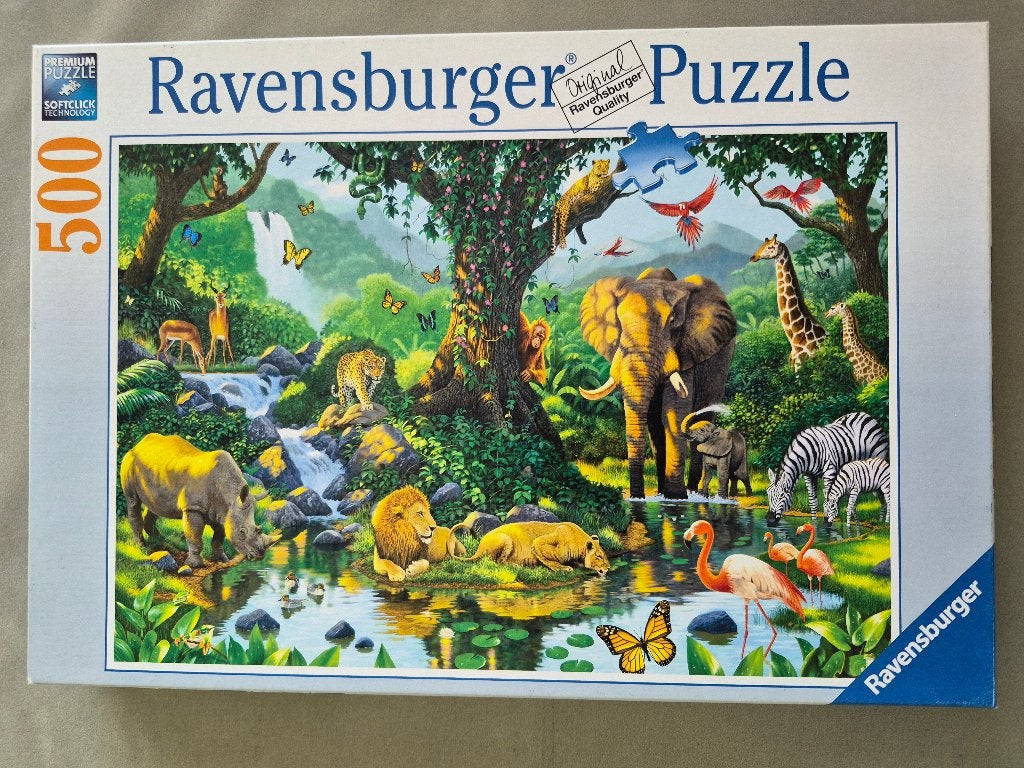 Puzzel 500 stukjes Ravensburger "Harmonie in de Jungle", Ophalen, Zo goed als nieuw, Legpuzzel