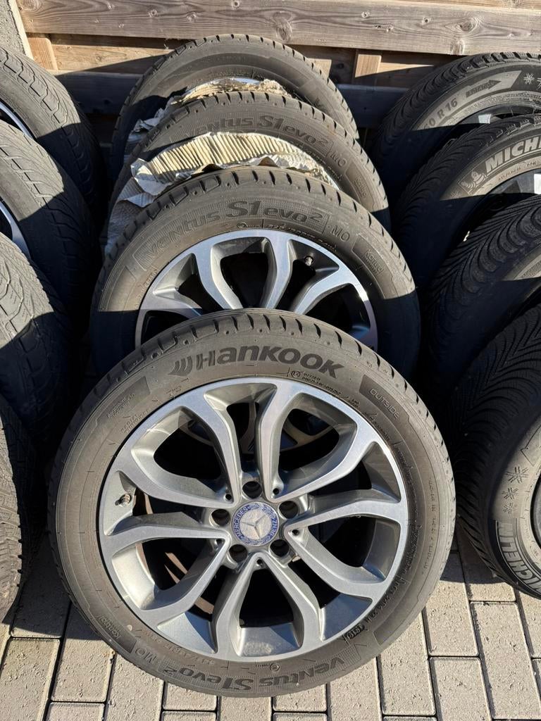 Mercedes C klasse  w205 velgen breedset Hankook banden, Ophalen, Gebruikt, Banden en Velgen, 17 inch
