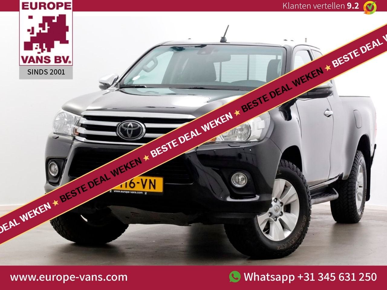 Toyota HiLux 2.4 D-4D-F 150pk E6 4X4 4WD Xtra Cab Profession, Zwart, 178 g/km, Bedrijf, Toyota