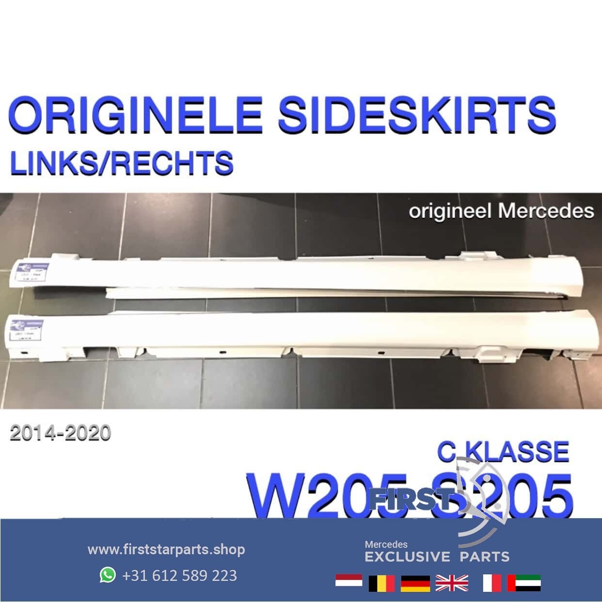 W205 S205 C Klasse ZIJSKIRT LINKS RECHTS SIDESKIRT WIT Merce, Gebruikt, -, Rechts, Ophalen of Verzenden