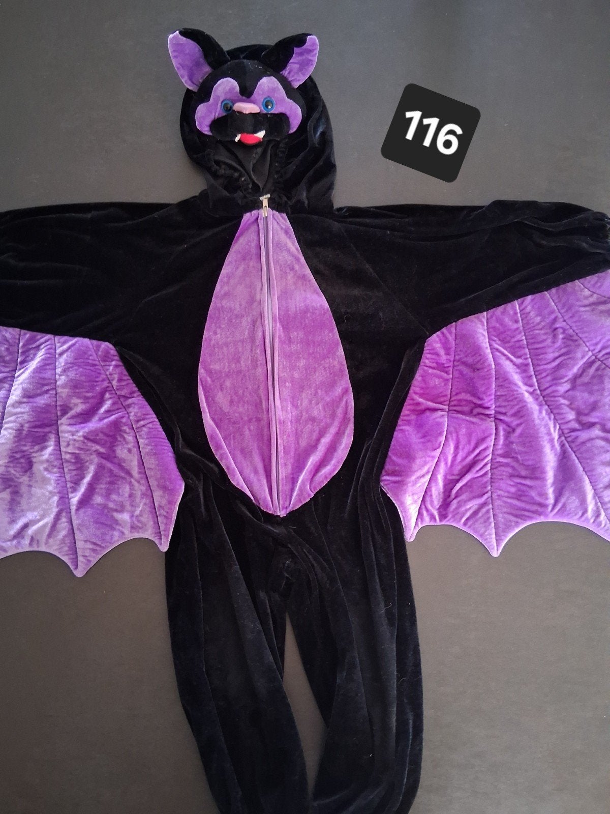 Verkleedkledij pak vleermuis maat 116 halloween, Ophalen of Verzenden
