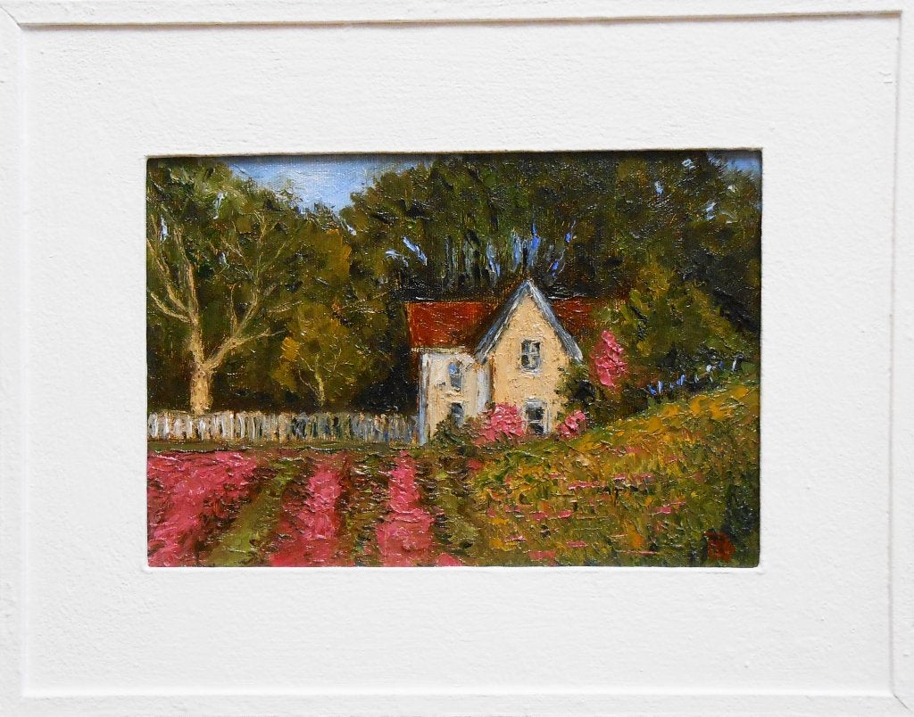 « Maison dans les bois », Antiquités & Art, Art | Peinture | Moderne, Paysage, Peinture à l'huile, Textile, Certificat d'authenticité