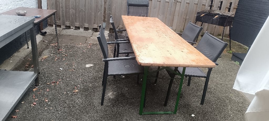 Houten campingtafels, Ophalen, Gebruikt