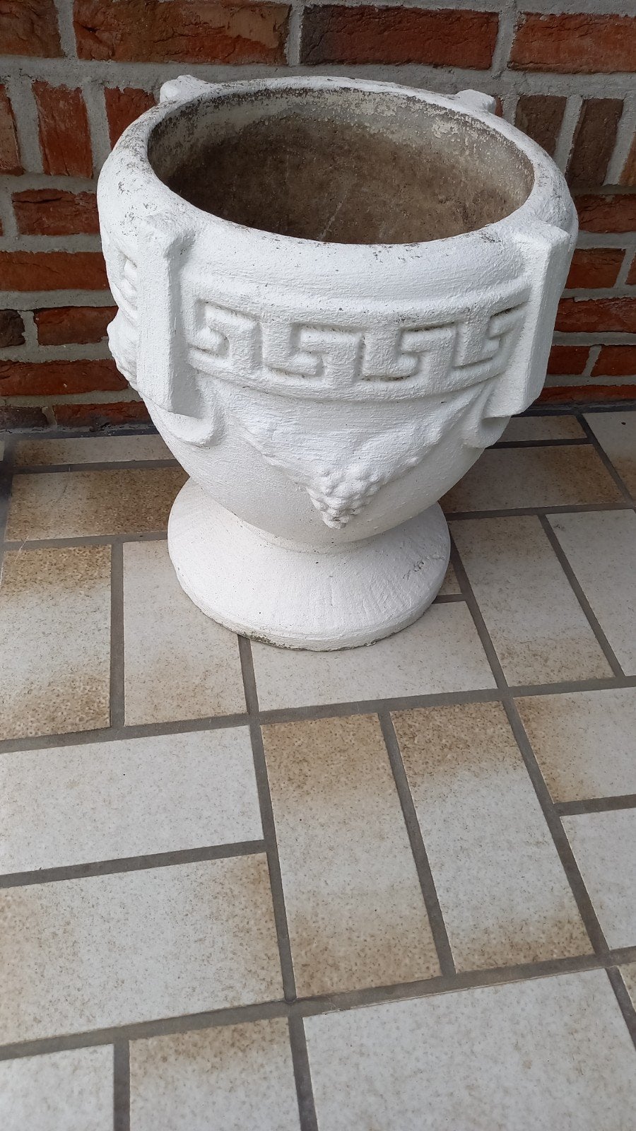Betonnen bloempot voor buiten, Gebruikt, Rond, Tuin, Beton