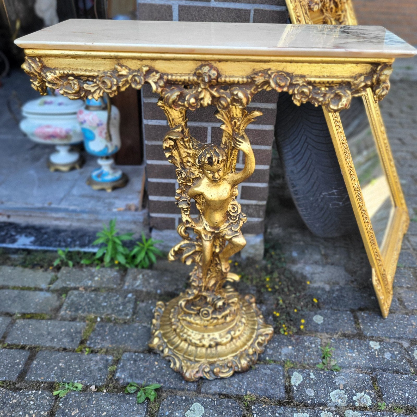 Lot antiek kloken bronze beelden conzol spiegl comoda, Antiek en Kunst, Antiek | Klokken, Ophalen