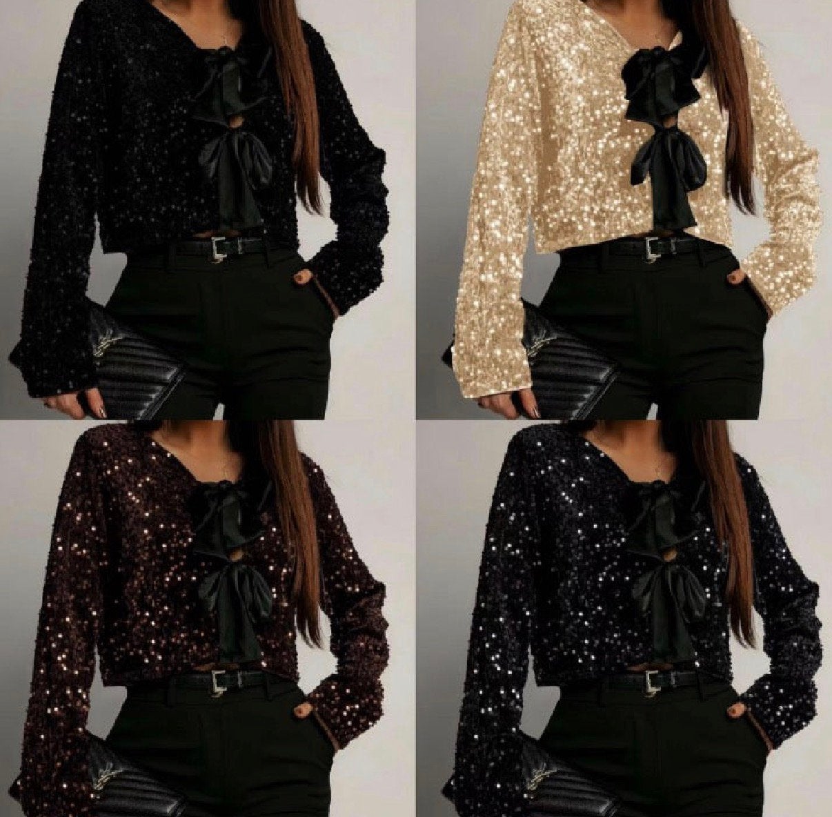 Top Nœuds Sequins Femme Grande Taille – 4 Coloris – Neuf, Enlèvement ou Envoi, Neuf