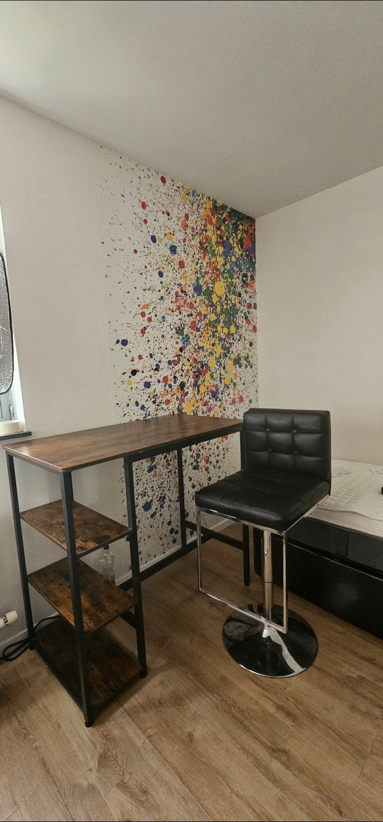 Bartafel met opbergrekken + 1 barkruk | Loft Style, Ophalen of Verzenden