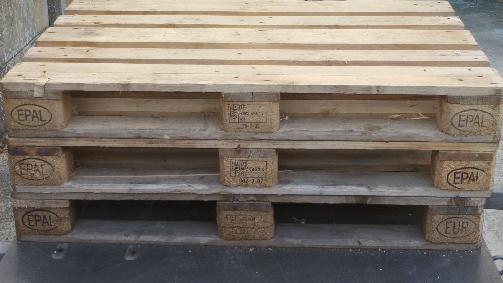 3 Europaletten EPAL, Doe-het-zelf en Bouw, Hout en Planken, Ophalen, Gebruikt, Minder dan 200 cm, Pallet