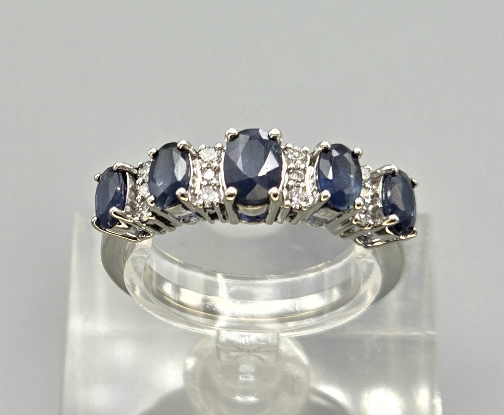 Gouden Vintage ring edelsteen saffier en diamant. 2026/402, Enlèvement ou Envoi, 18 à 19, Comme neuf, Or