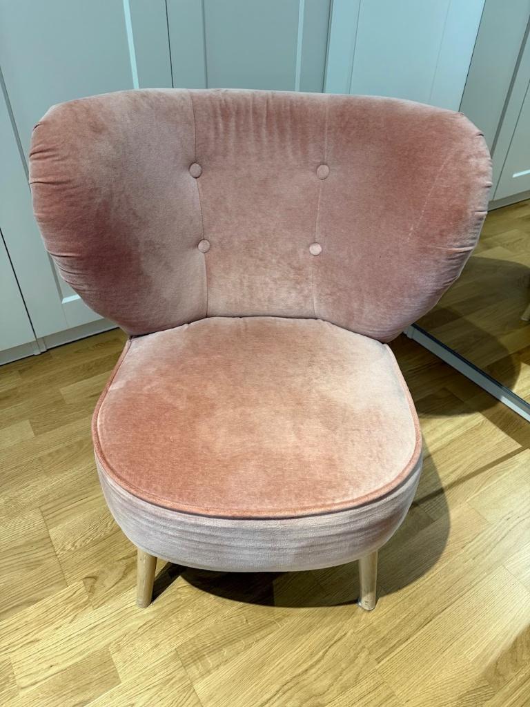 Fauteuil van roze fluweel IKEA - Zeer goede staat, Huis en Inrichting, Fauteuils, Ophalen, Overige materialen, Gebruikt, Minder dan 75 cm