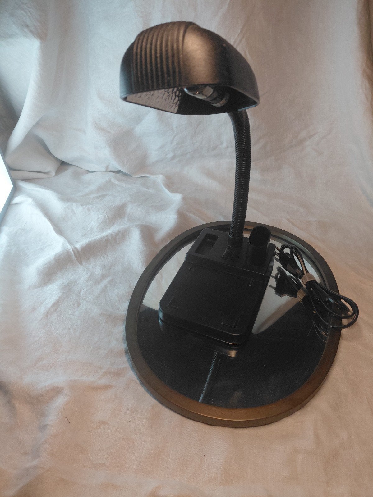 Lampe de bureau noire flexible avec rangement / porte-stylos, Maison & Meubles, Enlèvement ou Envoi, Comme neuf, Autres types