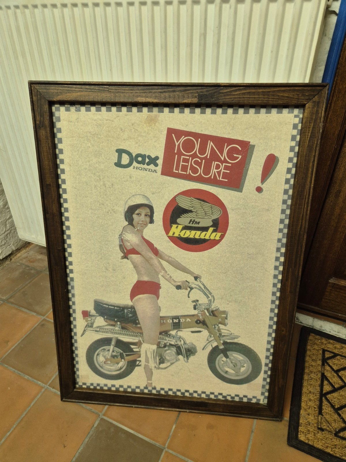 Retro poster Honda dax, Panneau publicitaire, Comme neuf, Enlèvement, Bois
