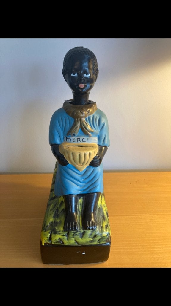 Oude Missiespaarpot: Congo, Antiquités & Art, Sculpture, Enlèvement ou Envoi, Pierre/céramique, Peint