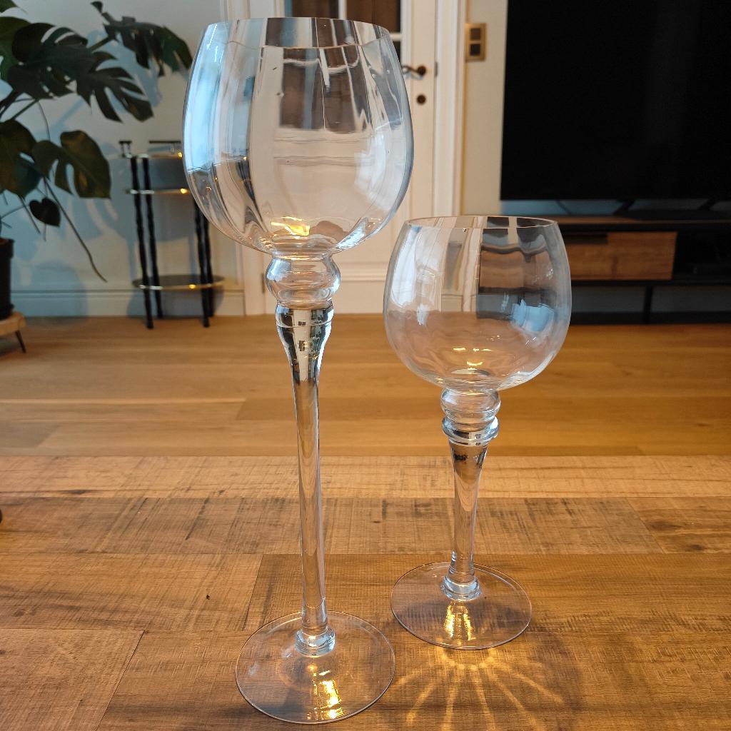 2 lanternes décoratives en verre sur une base haute, Enlèvement