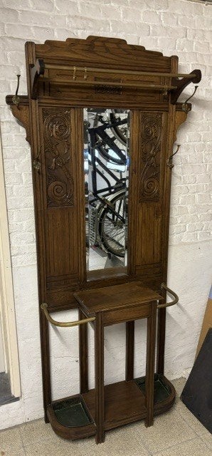 Antieke porte-manteau, Ophalen, Gebruikt, Hout
