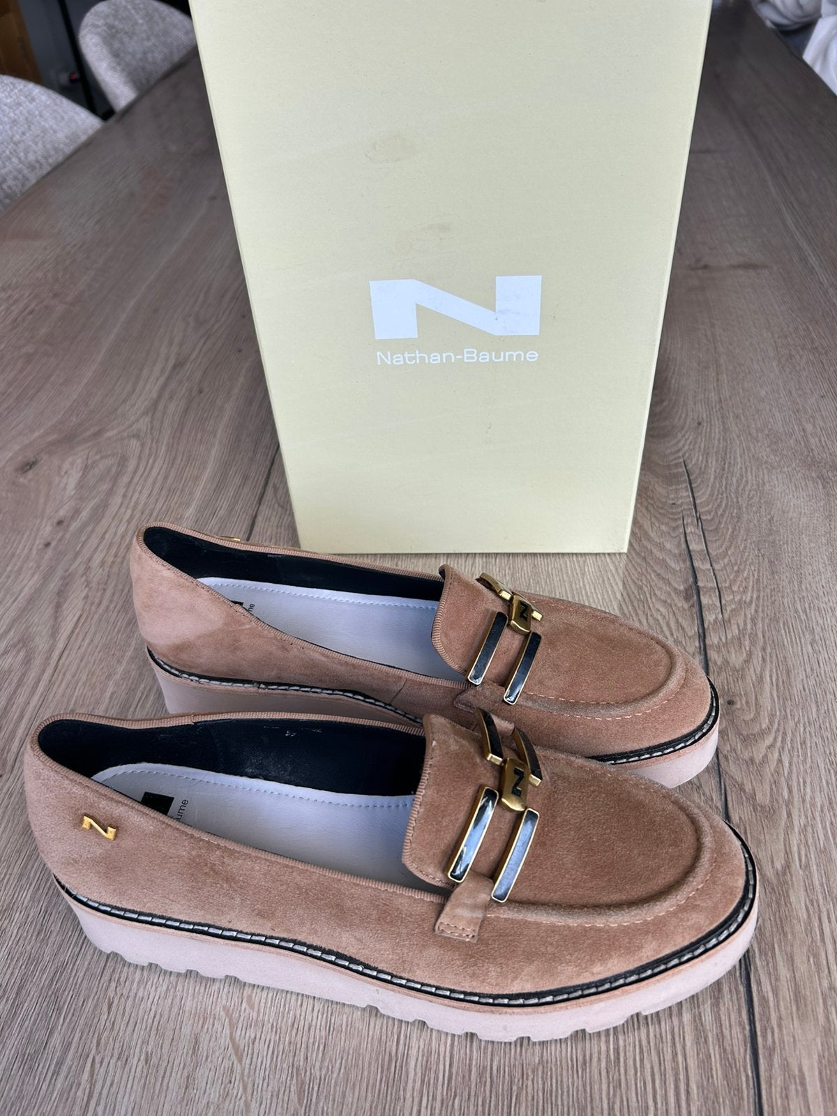 Cognac daim mocassin Nathan-Baume maat 39., Vêtements | Femmes, Enlèvement ou Envoi, Comme neuf