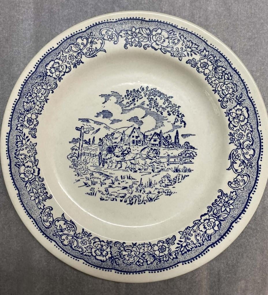 Set van 6 Antieke borden Coaching Scenes - 25cm, Antiek en Kunst, Ophalen of Verzenden
