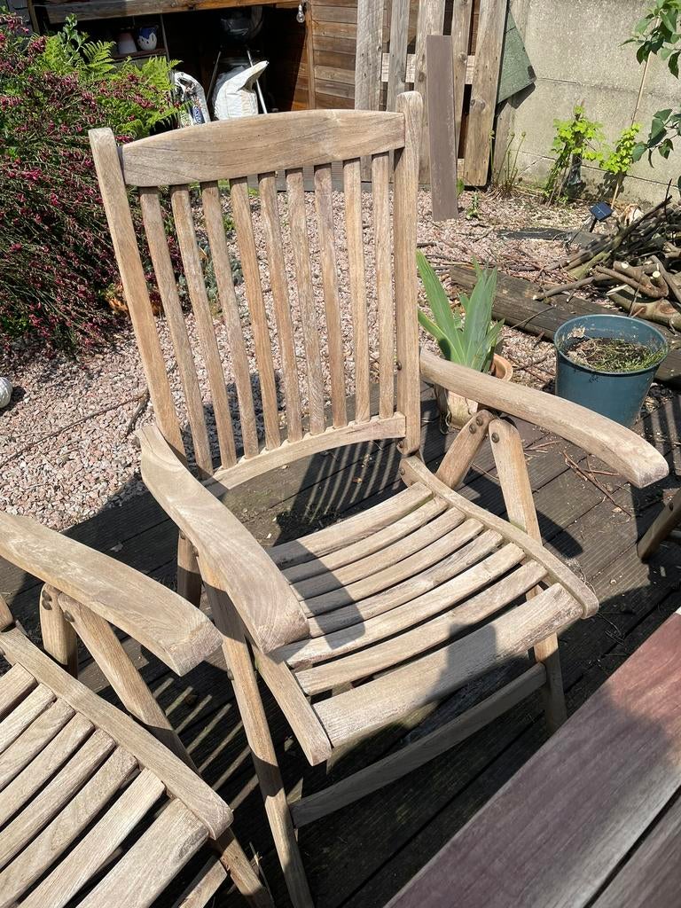 Volledige tuinset, Tuin en Terras, Tuinstoelen, Ophalen, Gebruikt, Teakhout, Inklapbaar