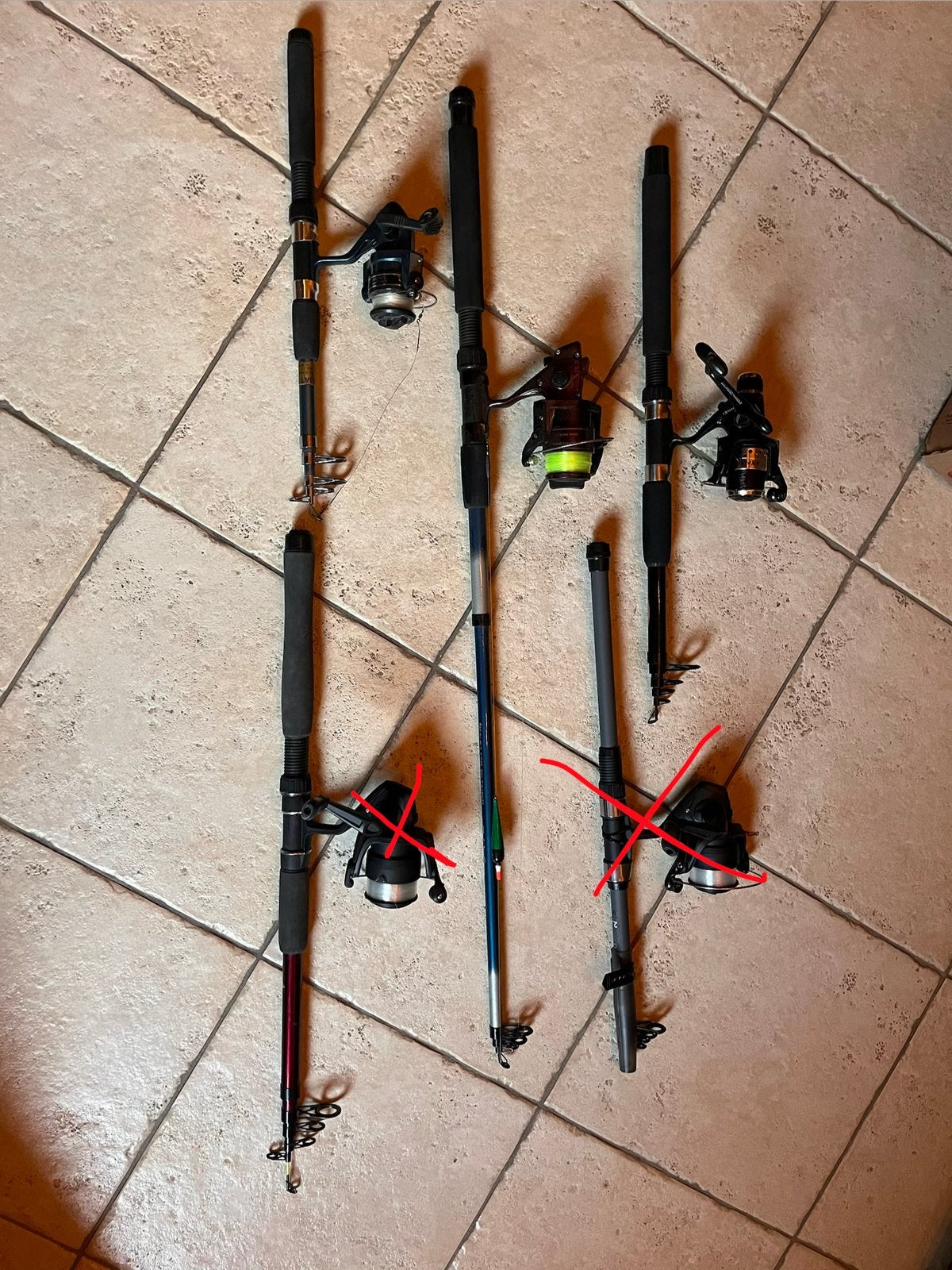 Lot de canne a peche au lancer, Enlèvement ou Envoi, Utilisé, Canne à pêche complète