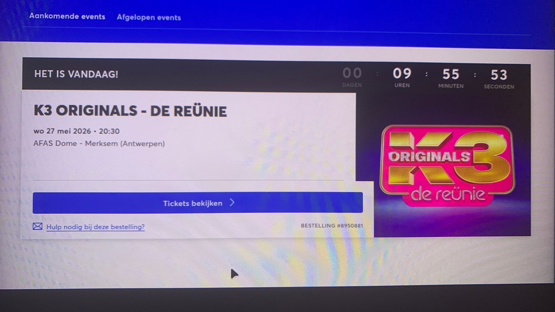 3 x K3 Originals tickets 27 mei - antwerpen, Tickets en Kaartjes, Drie personen of meer, Mei