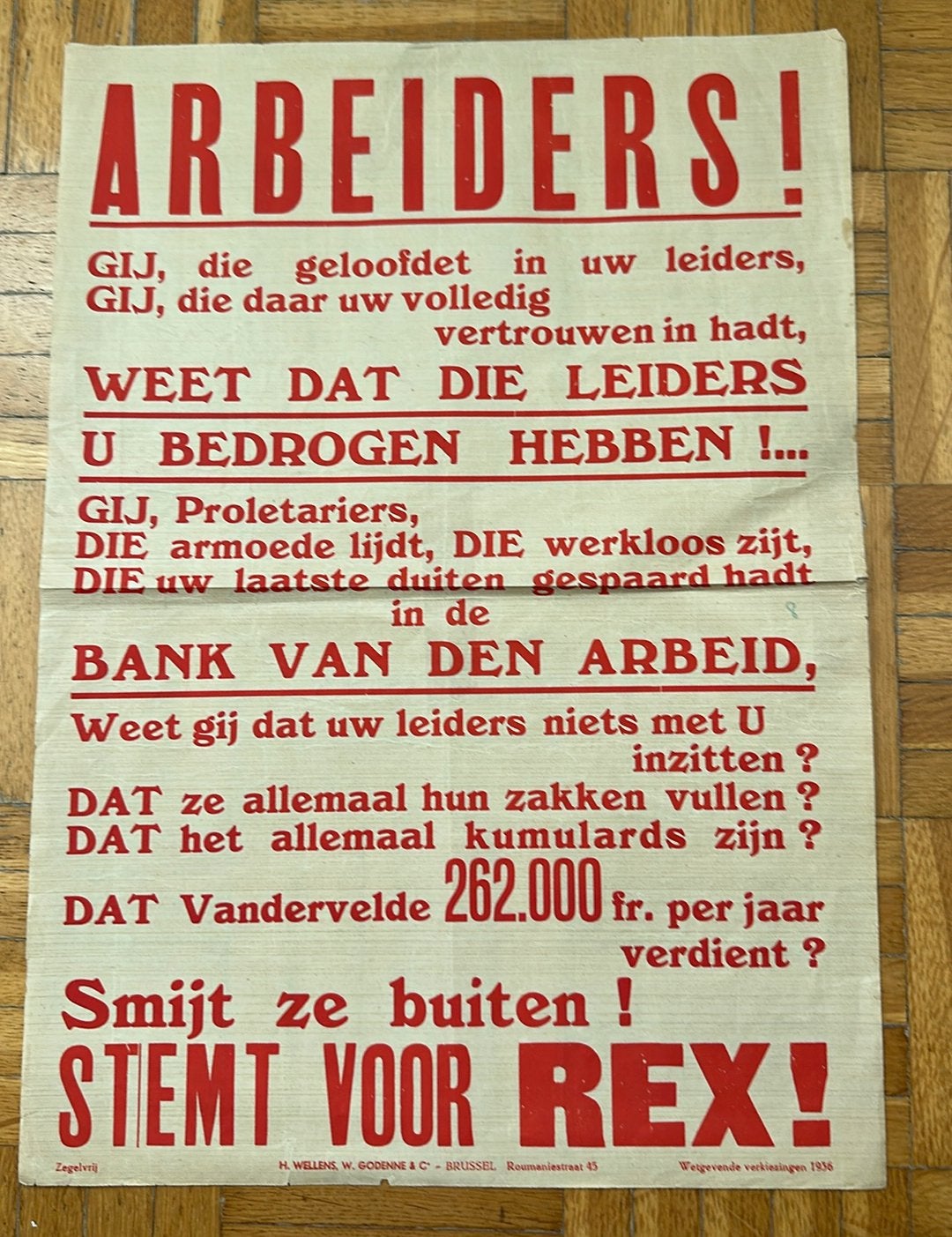 Affiche électorale Degrelle Leon 1936 de Rex Flanders, Enlèvement ou Envoi