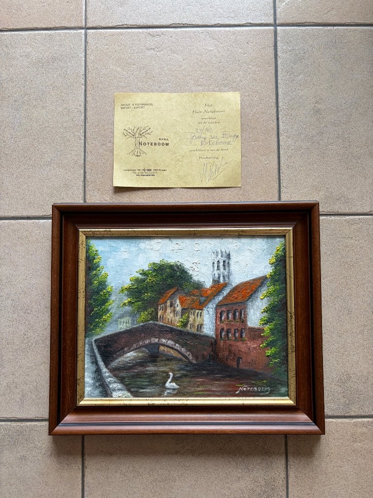 Brugs minnewater schilderij, Ophalen, Gesigneerd, Olieverf, Landschap