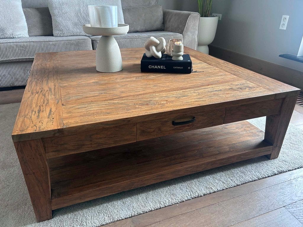 Eiken salontafel, Huis en Inrichting, Tafels | Salontafels, Ophalen, Zo goed als nieuw, 5 – 50, 100 tot 150 cm