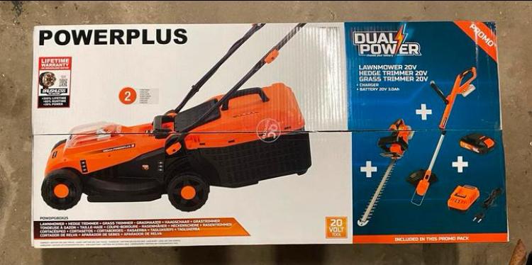 Pack NEUF d'outils Powerplus avec batterie et chargeur, Jardin & Terrasse, Enlèvement, Neuf, Tondeuses à gazon sur batterie