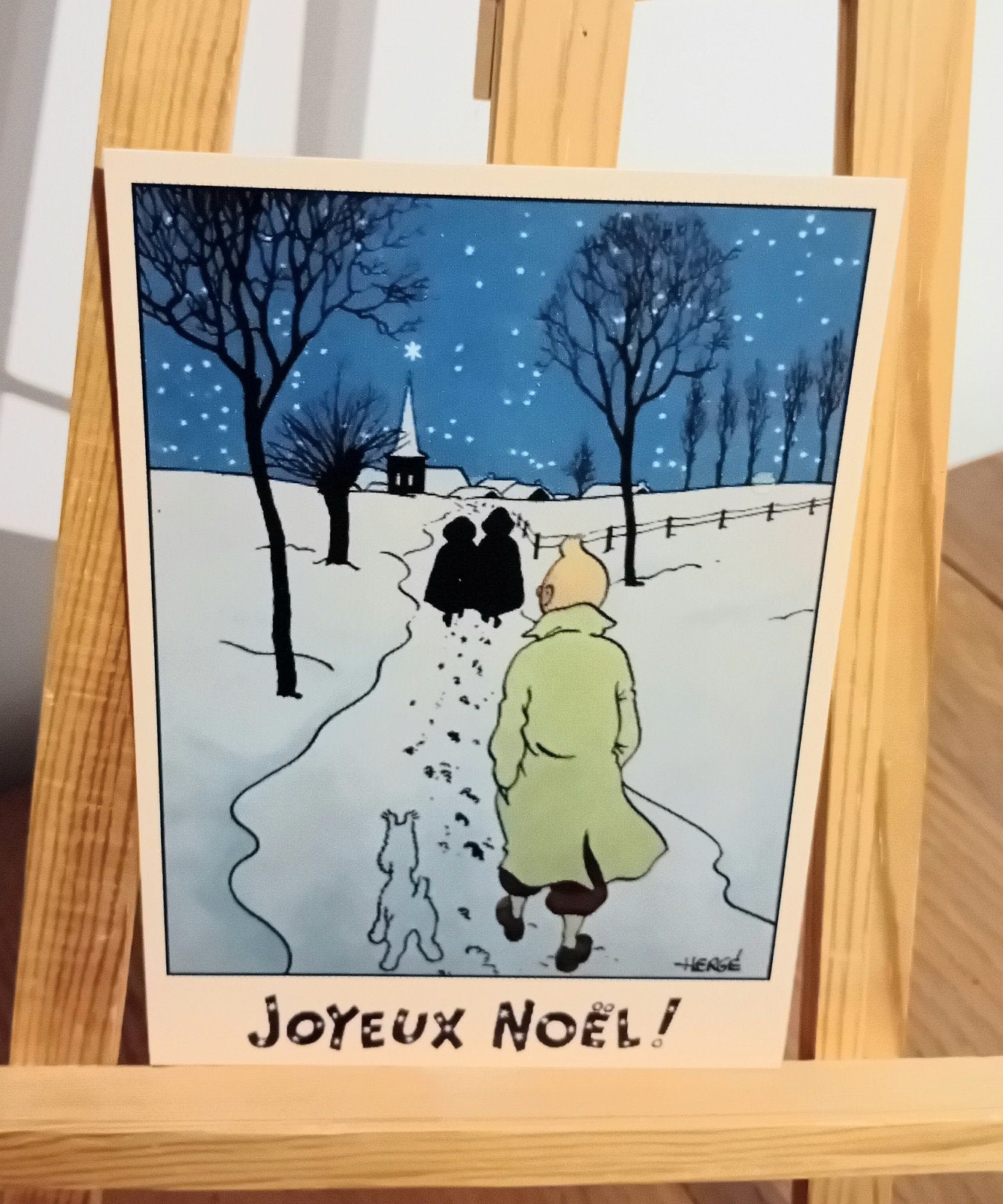 Tintin 005 : magnifique carte dite "neige" réédition de 1942, Envoi, Tintin, Comme neuf, Image, Affiche ou Autocollant