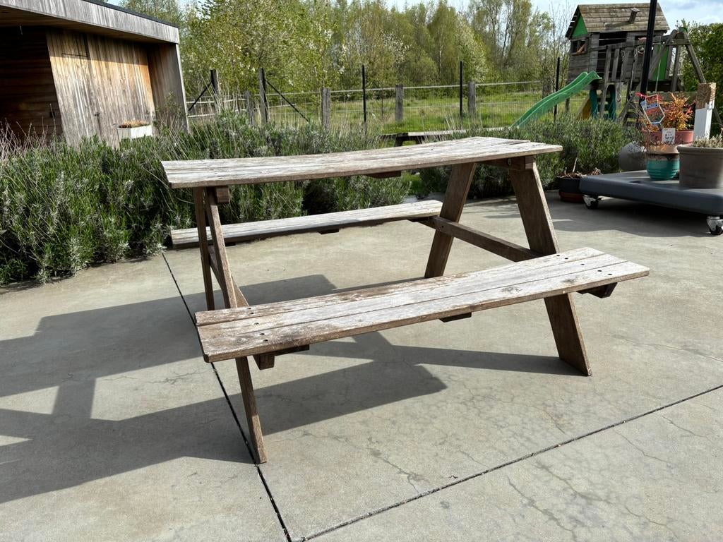 Picknicktafel voor kinderen, Tuin en Terras, Picknicktafels, Ophalen, Gebruikt, Hout, Kinderpicknicktafel