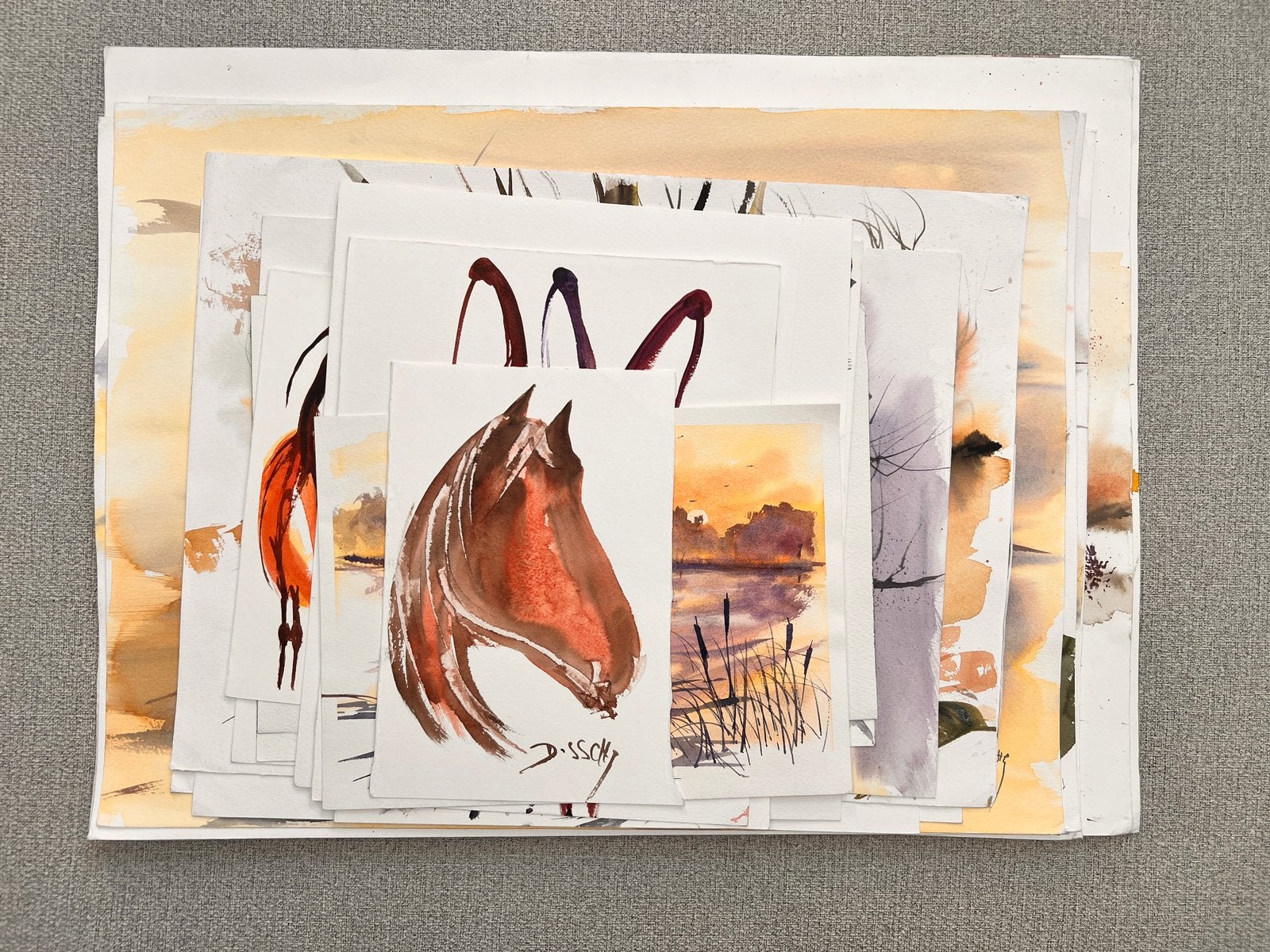 Jean-Luc Dossche – Collection de 23 aquarelles originales, Antiquités & Art, Art | Peinture | Moderne, Paysage, Aquarelle, Papier/carton