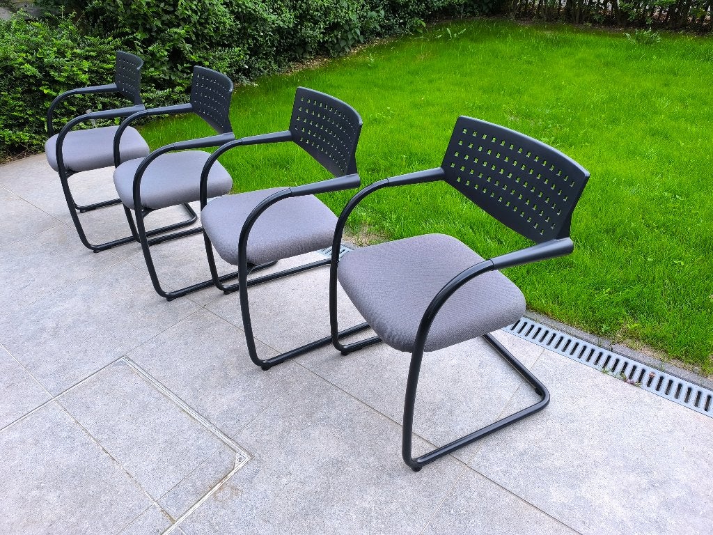 4 x Vitra Visavis. Luxe bureaustoelen!, Huis en Inrichting, Ophalen, Gebruikt, Zwart, Vier
