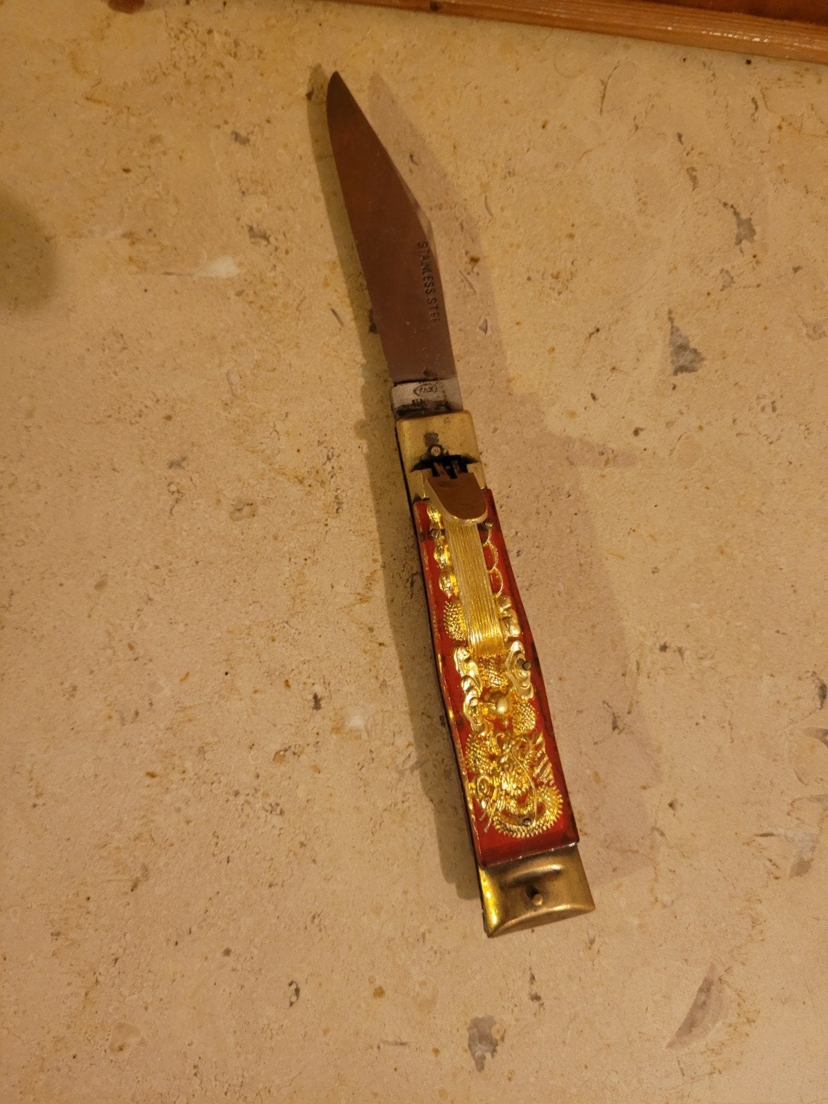 Couteau vintage à motif de matador et de dragon, Ophalen of Verzenden