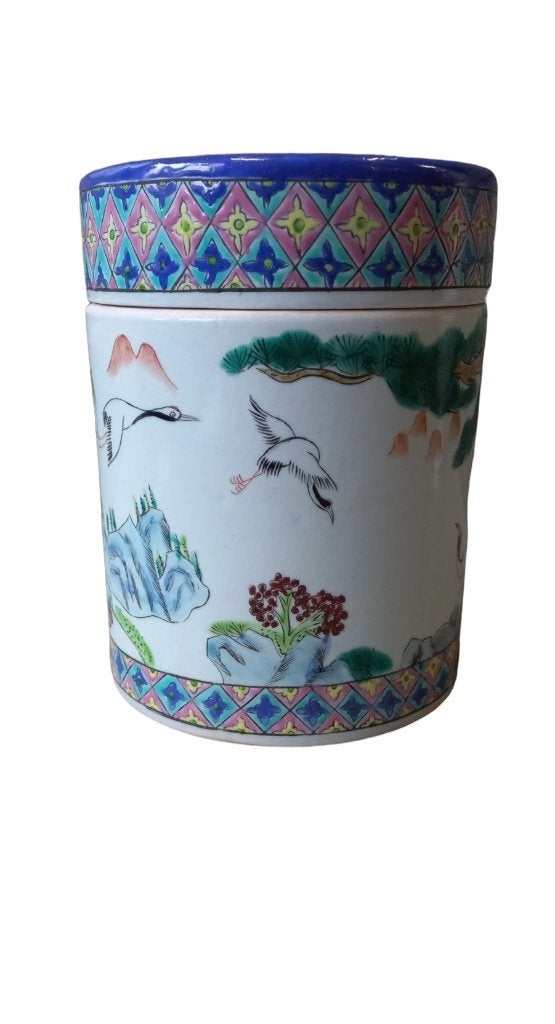 Chinese theedoos met kraanvogels., Antiek en Kunst, Antiek | Porselein, Ophalen of Verzenden