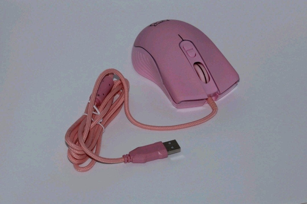 Roze muis met katje en verlichting., Computers en Software, Muizen, Ophalen of Verzenden, Muis, Gaming muis