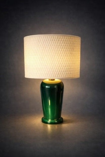 Vintage Ikea-lamp in diepgroen keramiek uit de jaren 80., Huis en Inrichting, Lampen | Hanglampen, Zo goed als nieuw, Keramiek