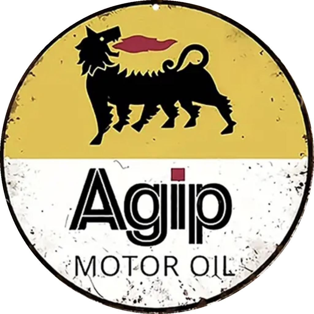 Panneau métallique huile moteur Agip - rétro vintage mancave, Enlèvement ou Envoi, Neuf, Panneau publicitaire