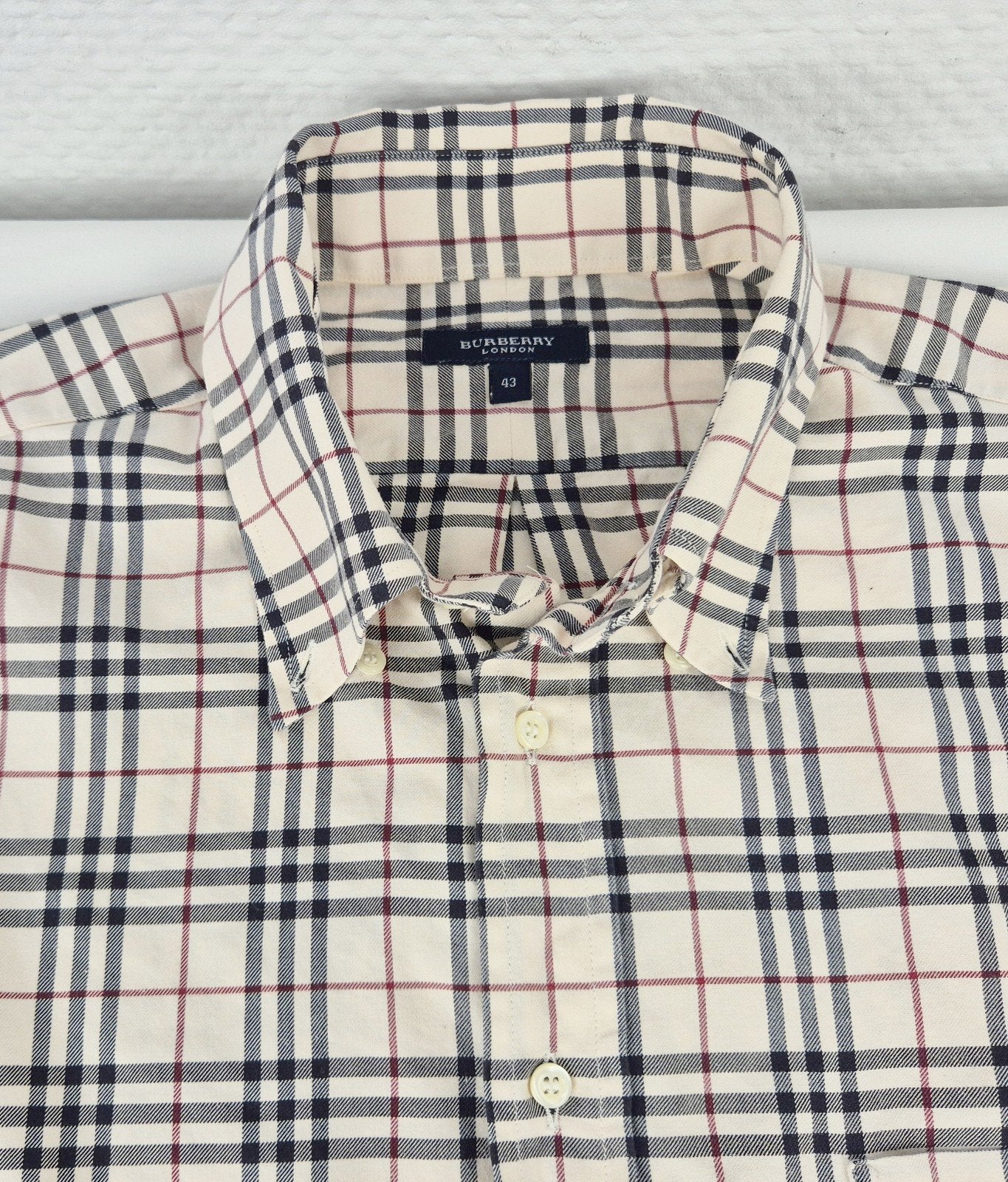 Burberry hemd, Beige, Ophalen of Verzenden, Zo goed als nieuw, Halswijdte 43/44 (XL)