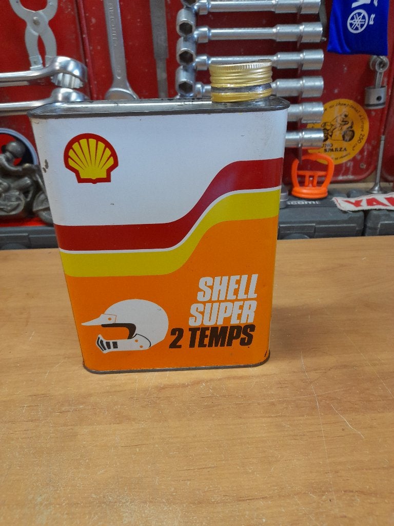 ancien bidon huile vide shell super 2 emps moto 2t, Envoi, Utilisé, Autres types