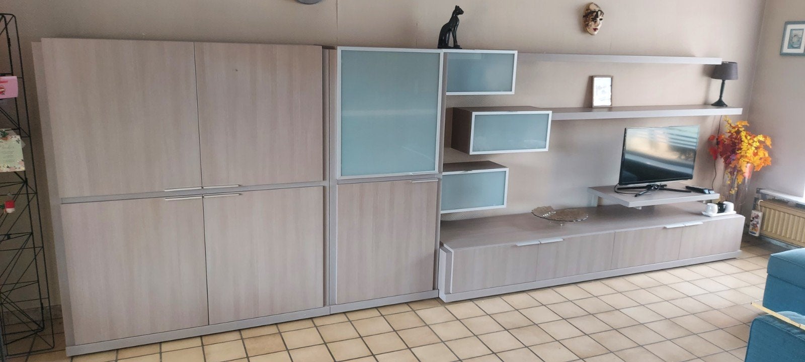 kasten TV meubel grijs houtstructuur breedte 465 cm, Huis en Inrichting, Ophalen, Zo goed als nieuw, 200 cm of meer, Modern