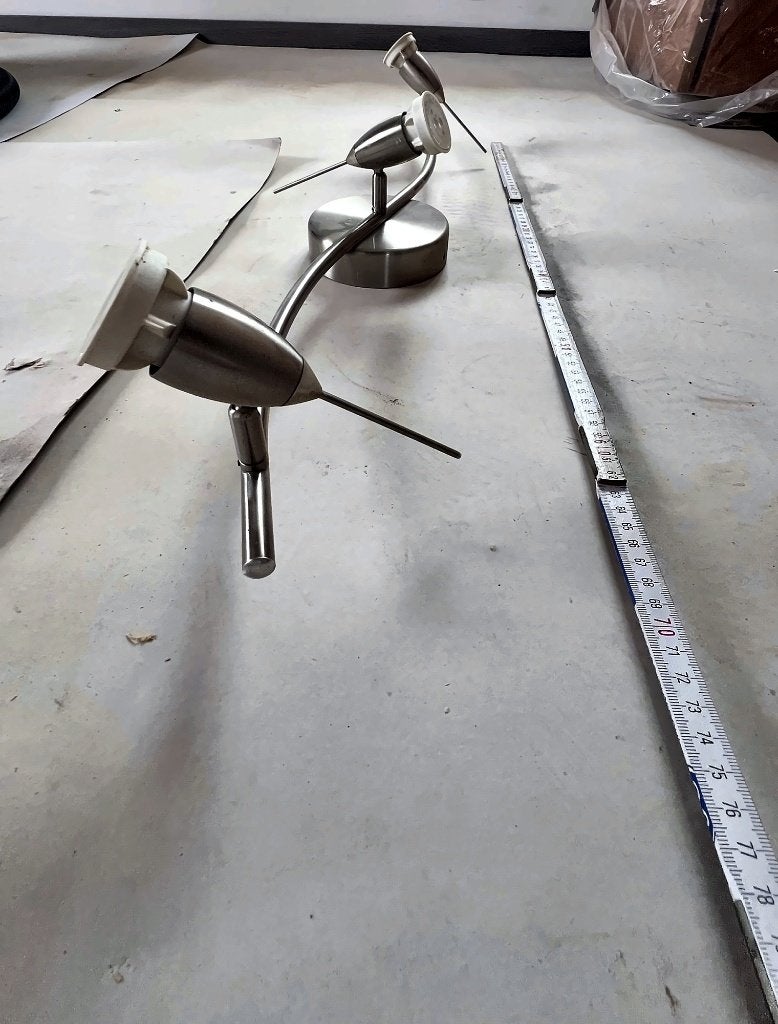 Plafonnier 3 spots, gris, 70 cm (luminaire), Enlèvement, Utilisé, Métal, Klassiek