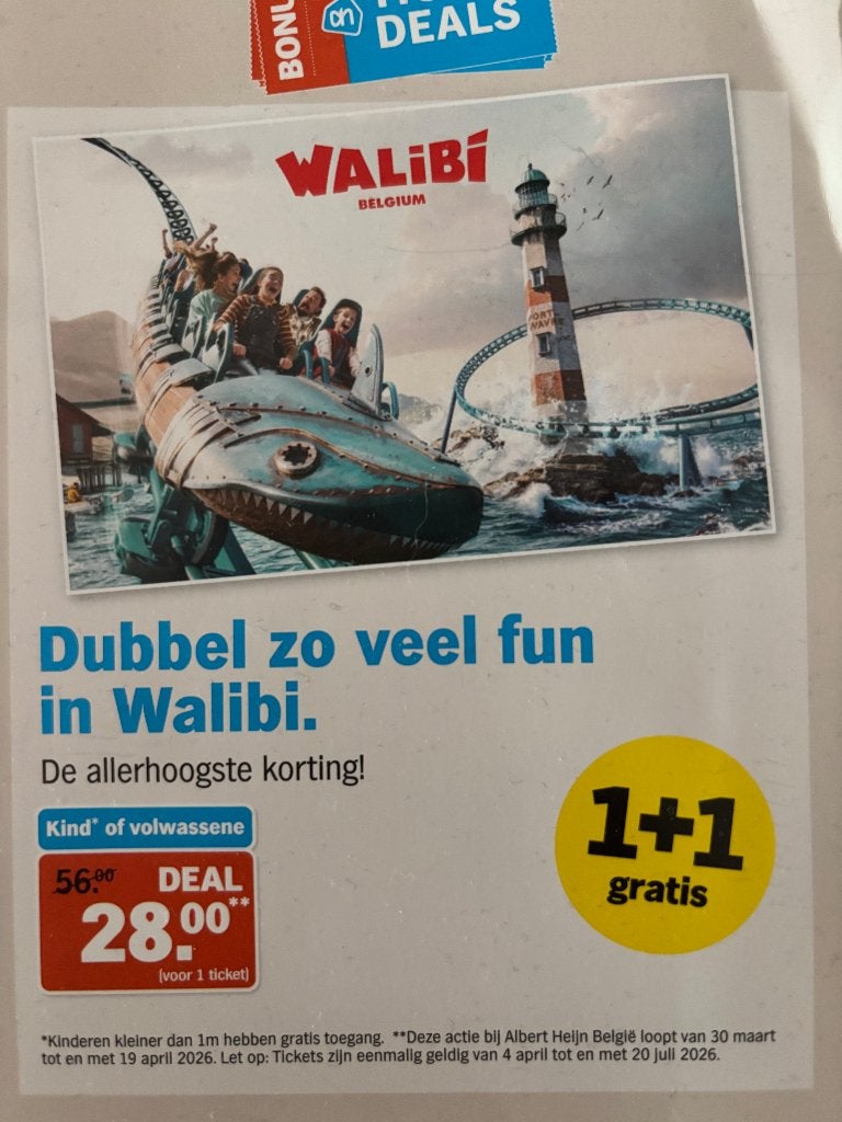 2 tickets walibi belgium, Twee personen, Ticket of Toegangskaart