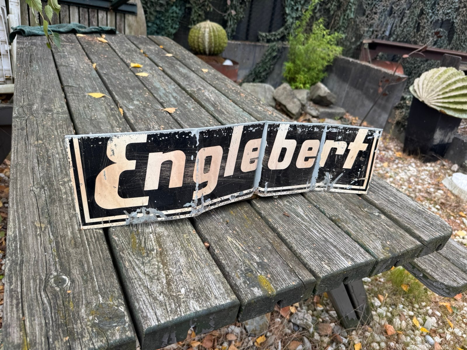 Englebert banden oud blikken reclamebord, Reclamebord, Gebruikt, ., Ophalen of Verzenden