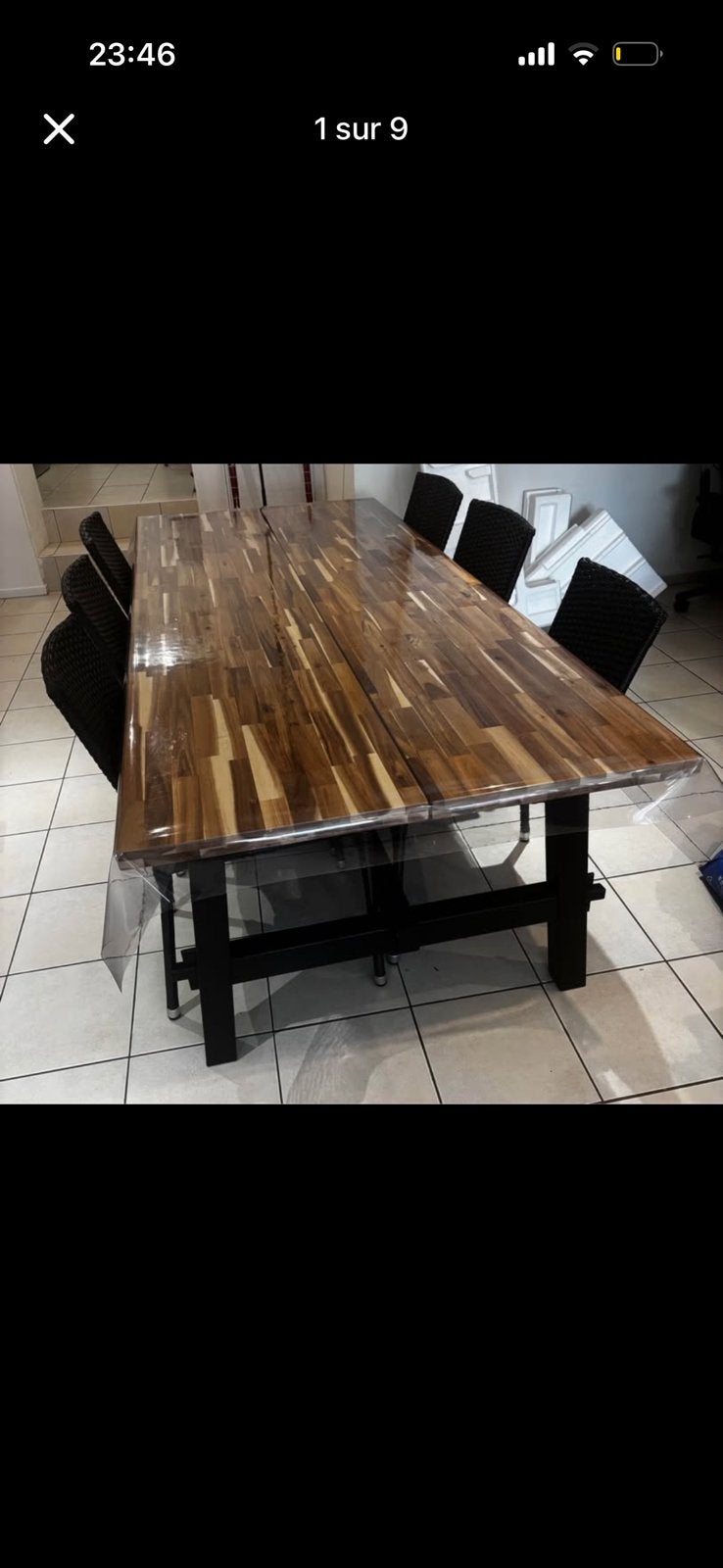 Table à manger 8 personnes, Ophalen, 100 tot 150 cm, 200 cm of meer, Zo goed als nieuw