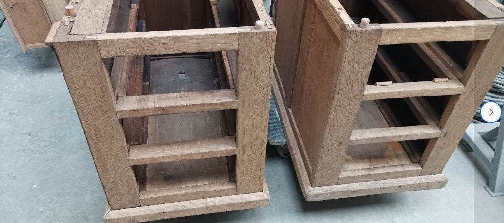 Engels dubbel-pedestaalbureau Victoriaans/Edwardiaanse-stijl, Huis en Inrichting, Ophalen, Gebruikt, 155 cm, Hout