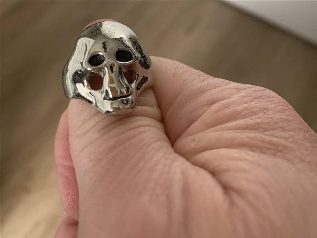 Verchroomde Skull Ring - 19 mm - metaal, Verzenden, Nieuw
