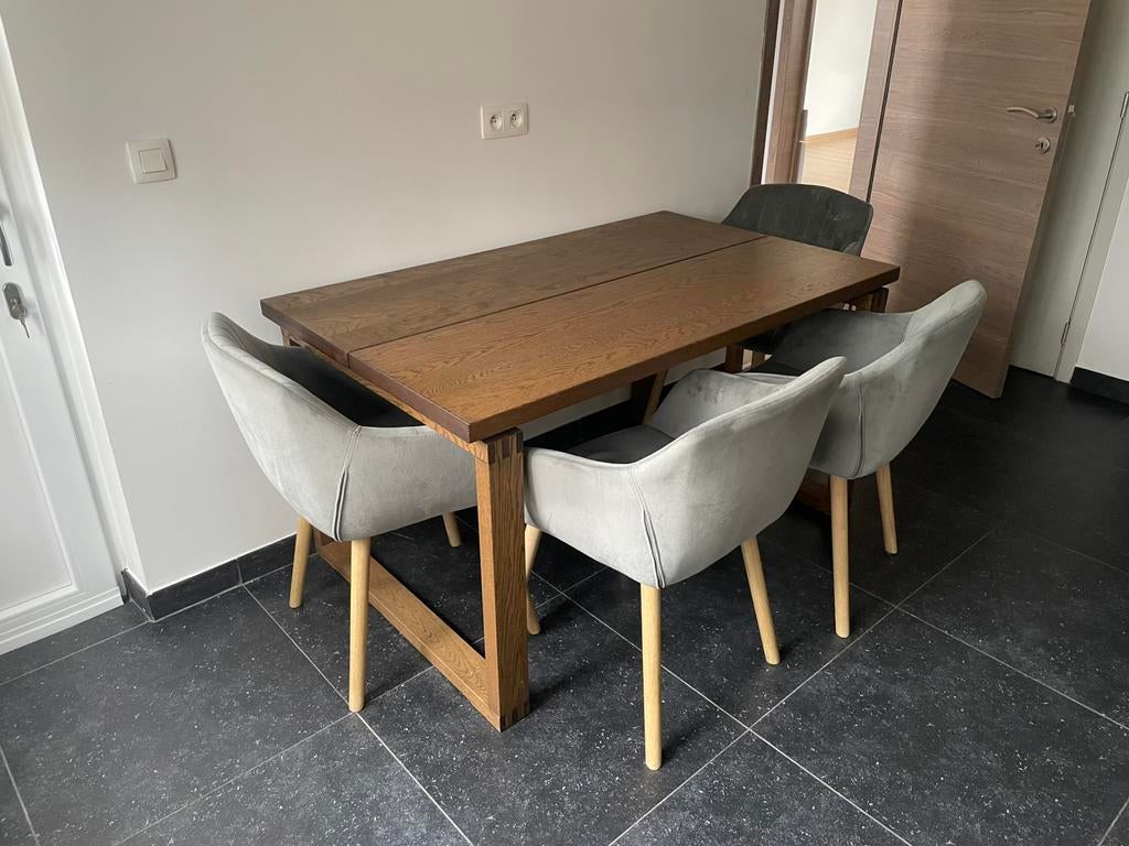 4 chaises en velours, Maison & Meubles, Tables | Tables à manger, Enlèvement, Comme neuf